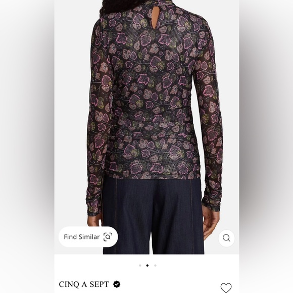CINQ A SEPT  
Shirred Ivy Turtleneck Top In Black Multi - Picture 2 of 10